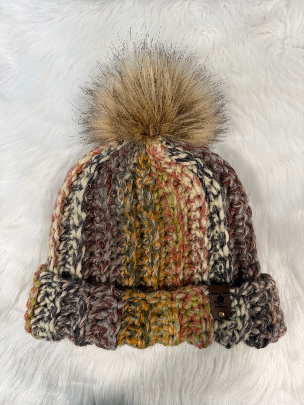 Cozy Multicolor Crochet Pom Beanie